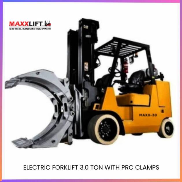 Electric Forklift 3 Ton with Paper Roll Clamps Attachment (PRC)